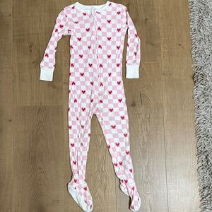 Pink and White Heart Patterned Kids One Piece Valentine’s Day